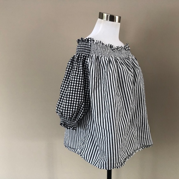 GAP Pullover Large Gray Black White Striped Cotton Top - Picture 5 of 5